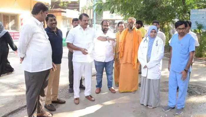 MLA Sudhir Reddy inspected Vanasthalipuram Hospital, reviewing CT scan setup, lift works, pharmacy relocation and improving medical facilities.