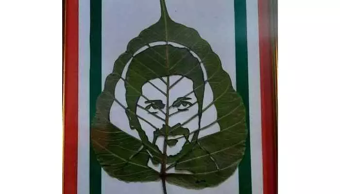 Mini artist Poon Pradeep creatively wished CM Revanth Reddy using leaf art and urged everyone to contribute to environmental protection.