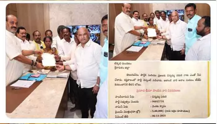 TDP extends ₹5 lakh financial support to the family of a deceased worker in Srikakulam district.